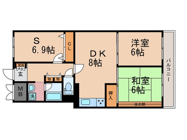 東山パークハイム（３０３）の物件間取画像